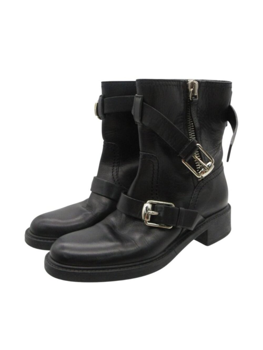 Gucci Boots Engineer Short Leather Belt Side Zip Shoes Black 2/1